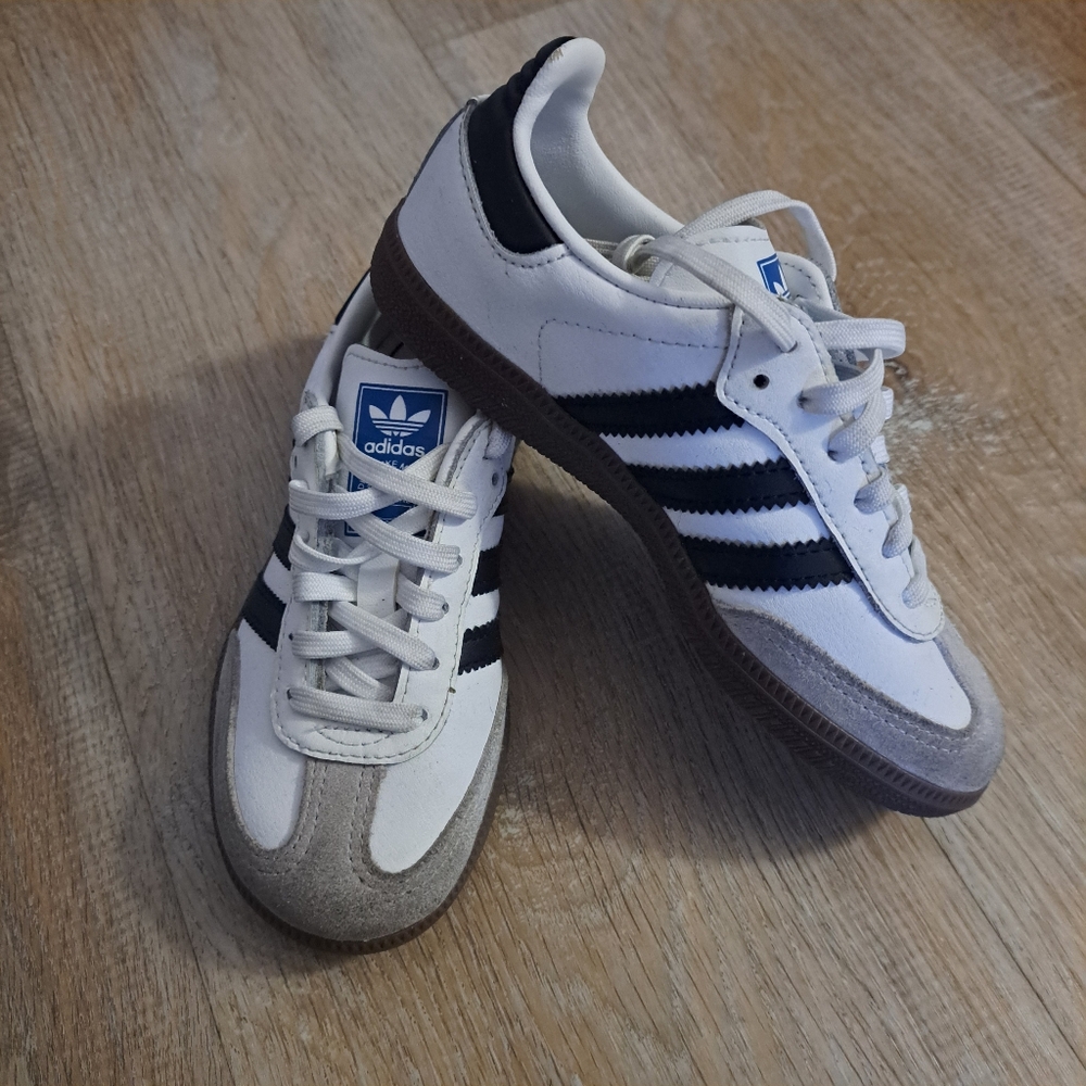 Adidas Kids Samba White Black Classic Sneakers Size 11